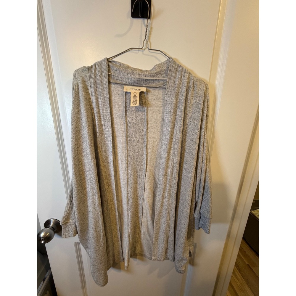 Workshop Andrea Jovine Womens Cardigan Batwing Sleeve Heather Gray Size L